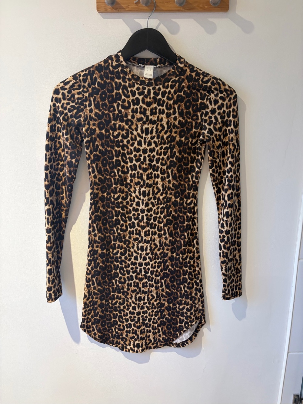 Leopard Print Long Sleeve Mini Bodycon Dress